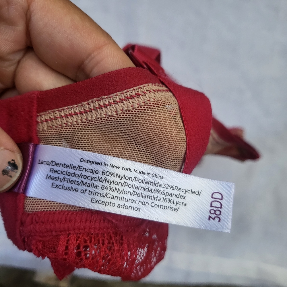 NWOT Adore Me red lace nude mesh bra - Picture 5 of 5